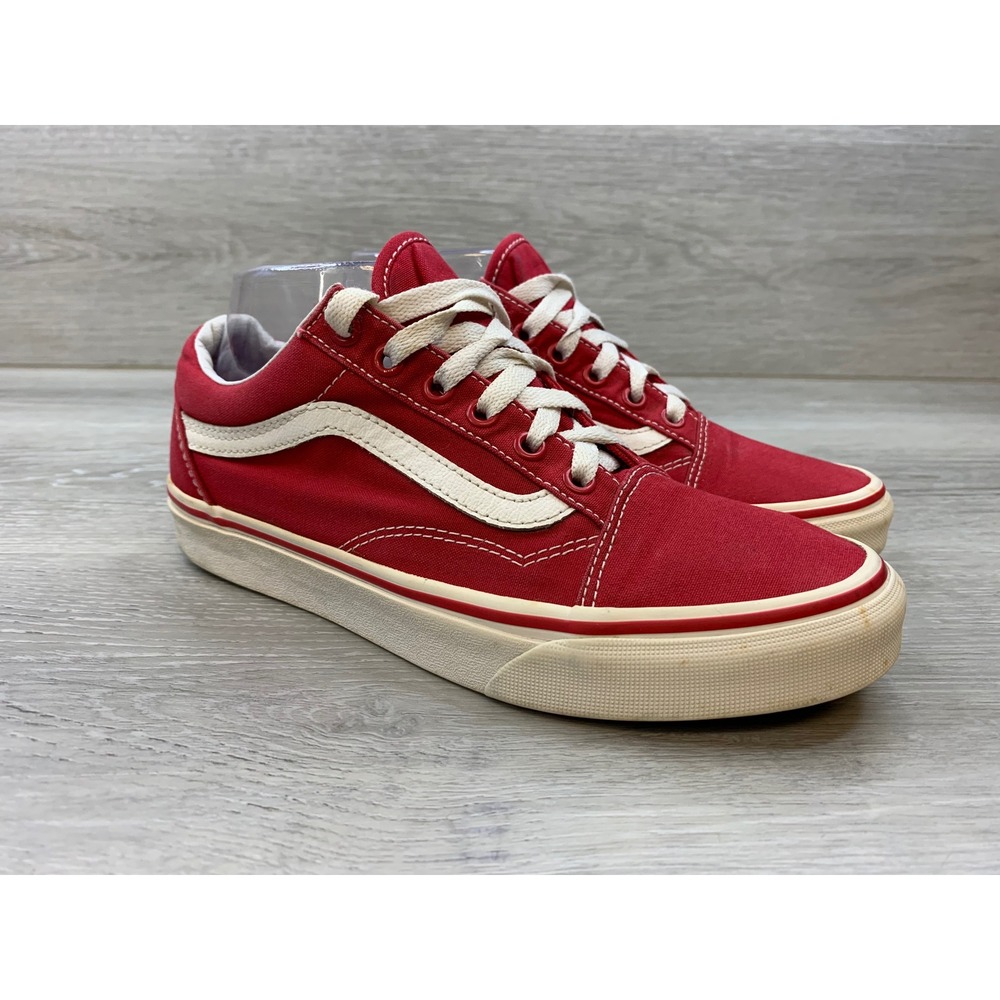 Vans Old Skool Red Canvas Low Top Skate Women's 7.5 Casual Classic Shoes